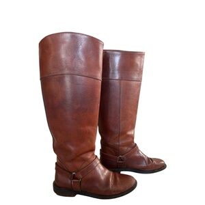 COLE HAAN Country Vintage Chestnut Brown Leather Riding Harness Boots Sz 7.5